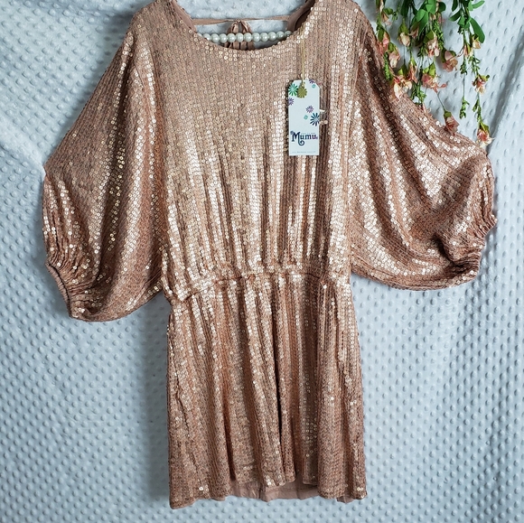 NWT Show Me Your Mumu Dress M Rose Gold Genevieve - Picture 7 of 9
